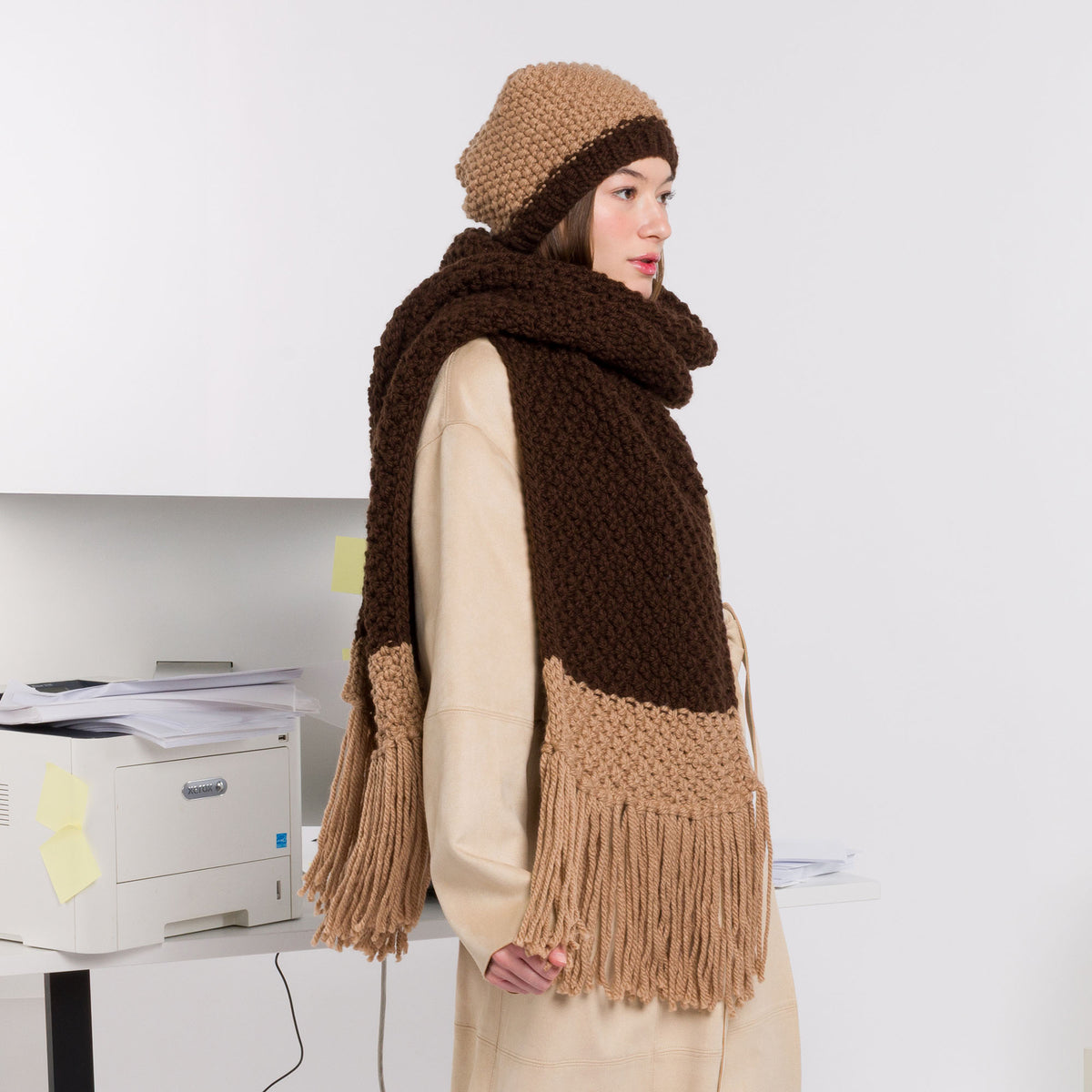 City Chic Knit Hat And Scarf Set made using Bernat yarn