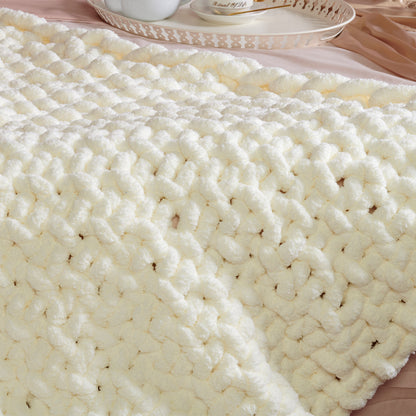 Bernat Bigger Seed Stitch Table Knit Blanket Craft Blanket made in Bernat Blanket Bigger Yarn
