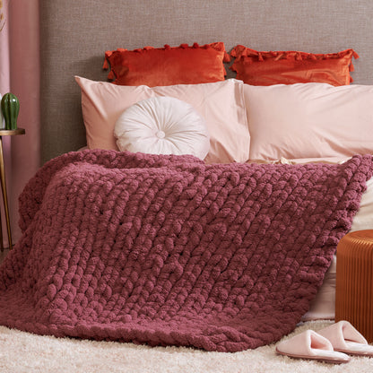 Bernat Bigger Stocking Stitch Table Knit Blanket Craft Blanket made in Bernat Blanket Bigger Yarn