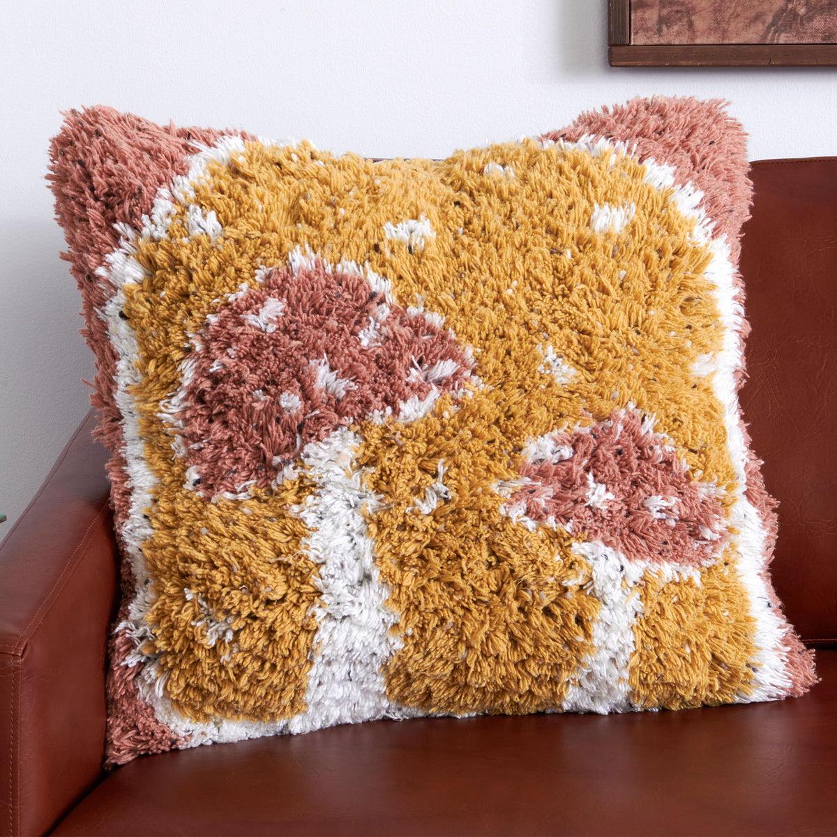 Craft Pillow made in Bernat Forever Fleece Tweeds Yarn