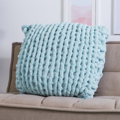 Bernat Table Knit Pillow Craft Pillow made in Bernat Blanket Bigger Yarn