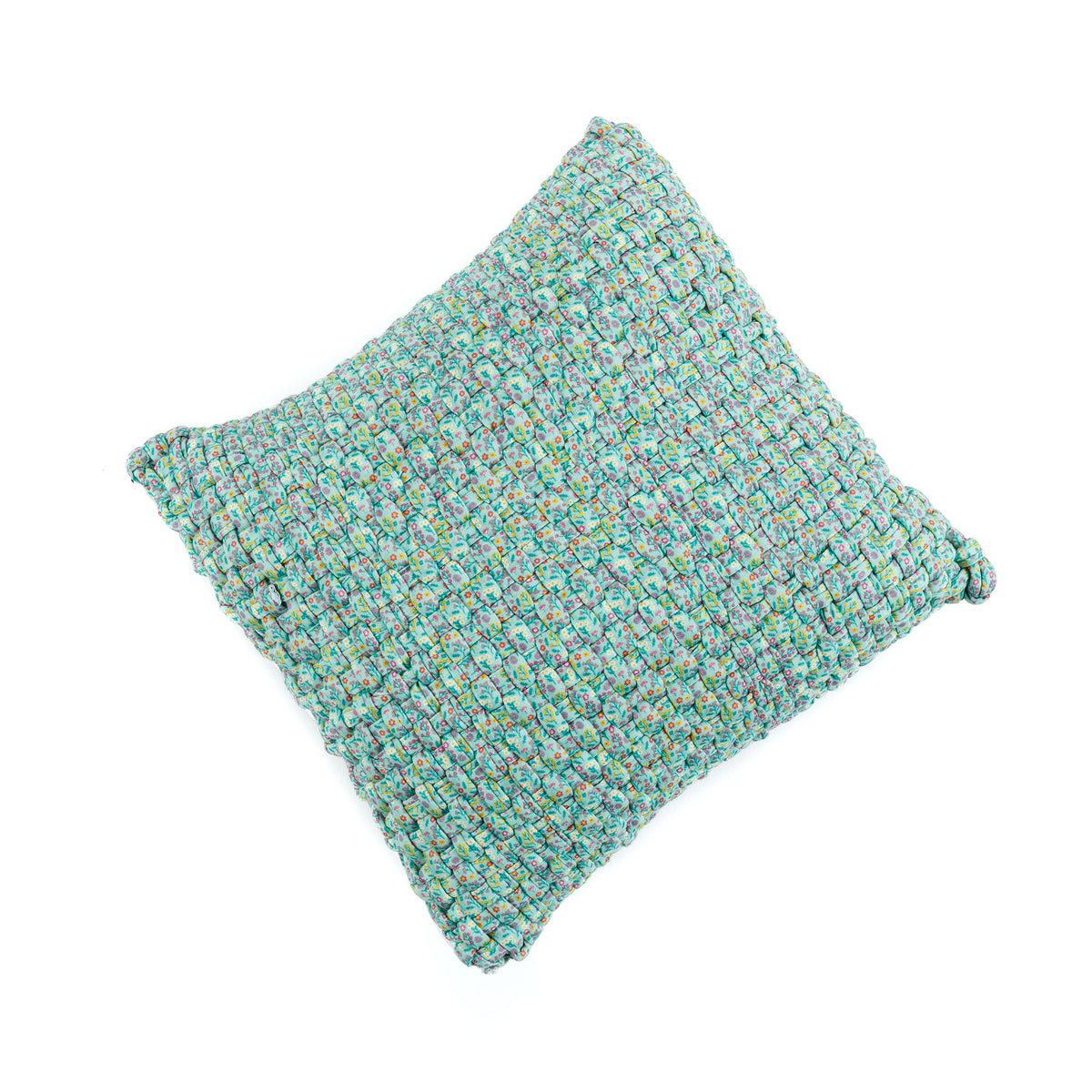 Wildflower Weave Pillow made using Bernat yarn