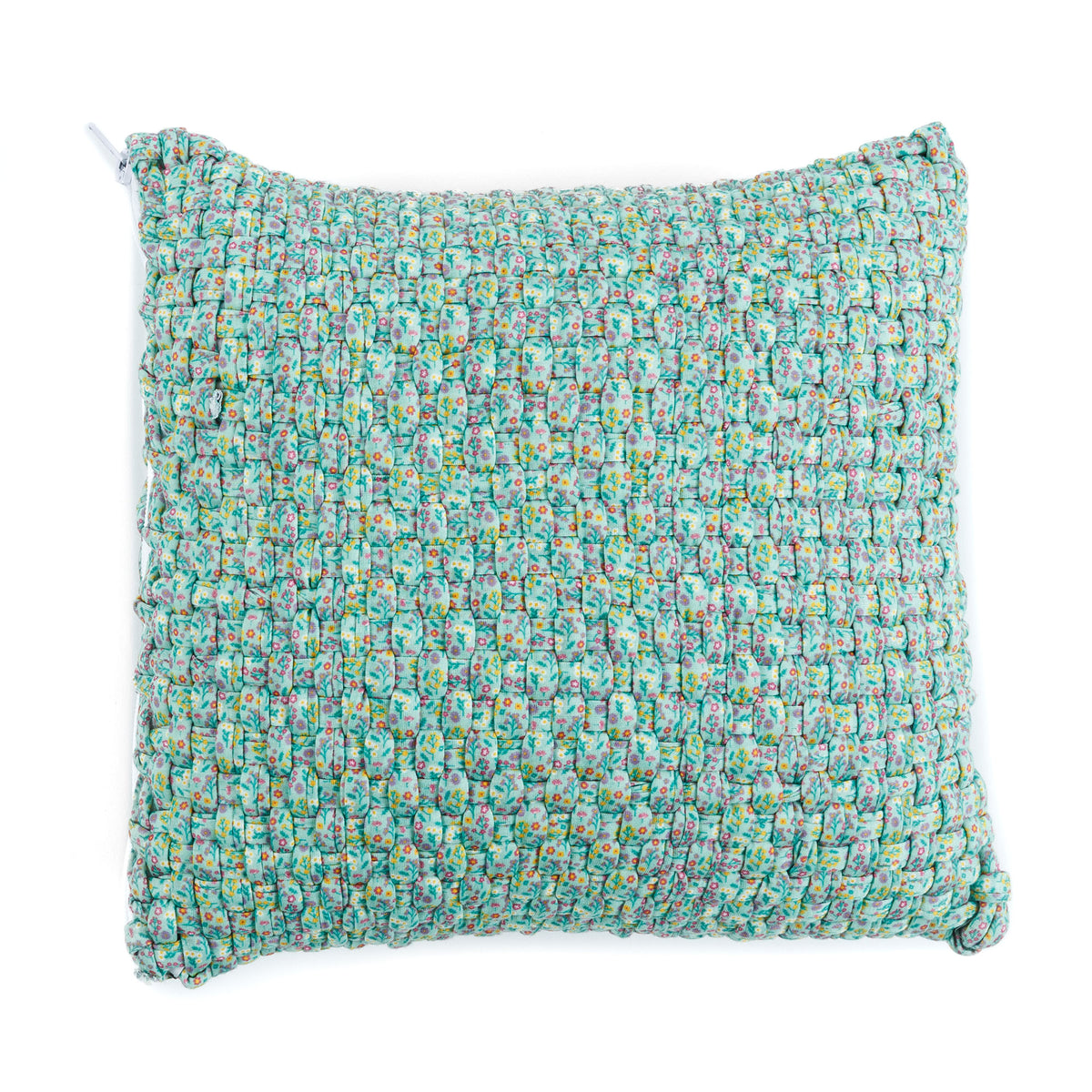 Wildflower Weave Pillow made using Bernat yarn