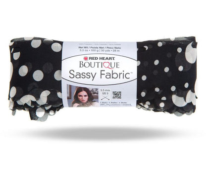 Red Heart Boutique Sassy Fabric Yarn - Clearance Shades Black Dot