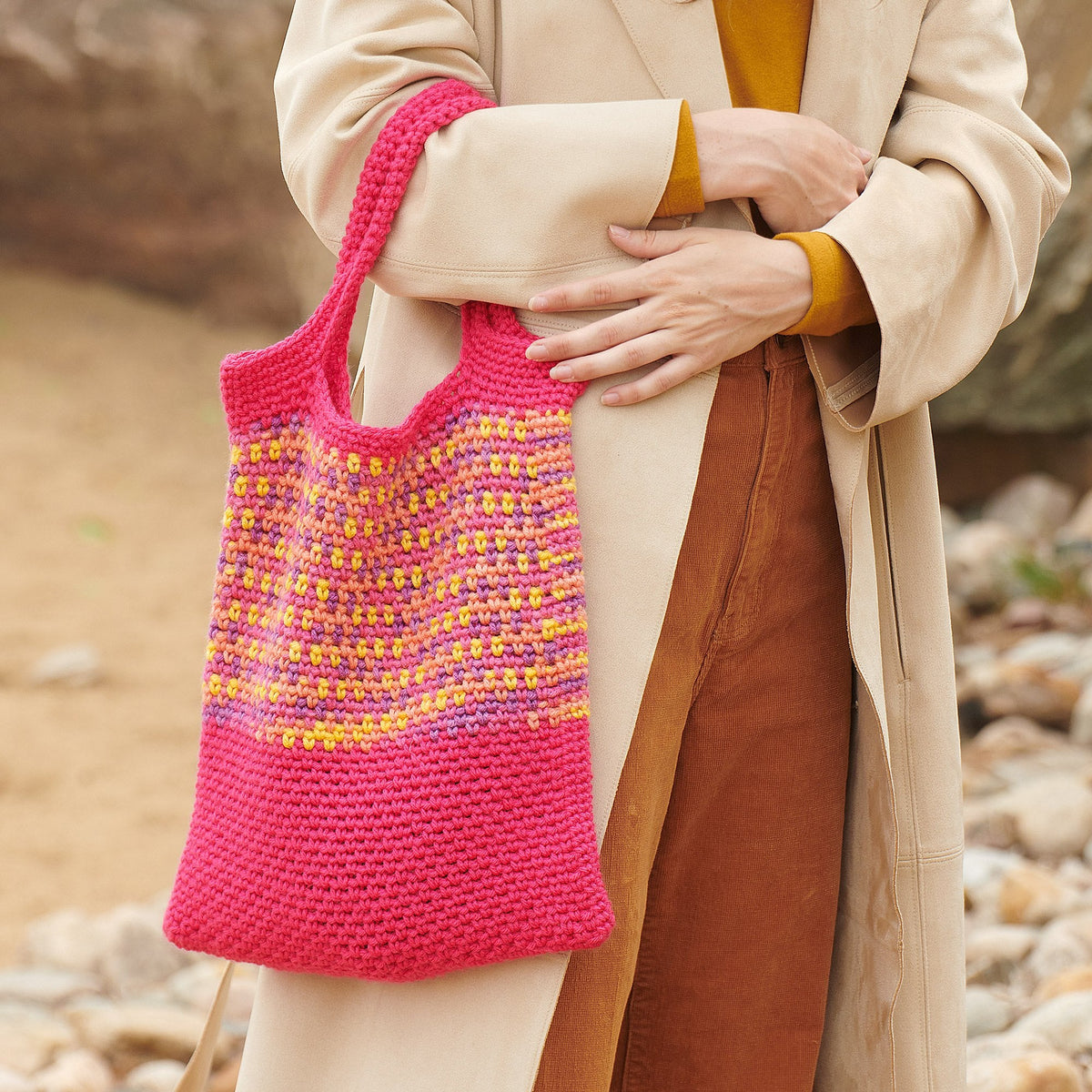 Crochet Tote Bag made in Caron Jumbo Yarn