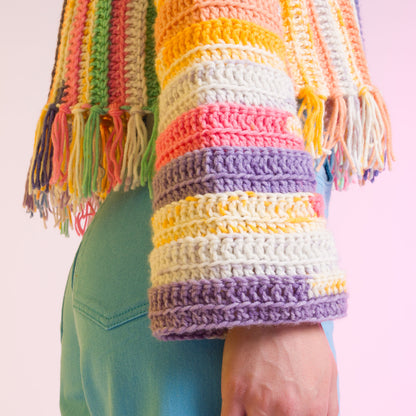 Caron For the Fringe Festival Crochet Sweater For The Fringe Festival Crochet Sweater made using Caron yarn