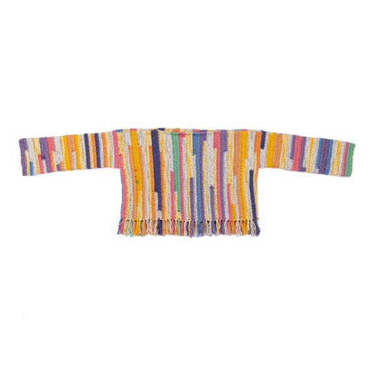 For The Fringe Festival Crochet Sweater made using Caron yarn