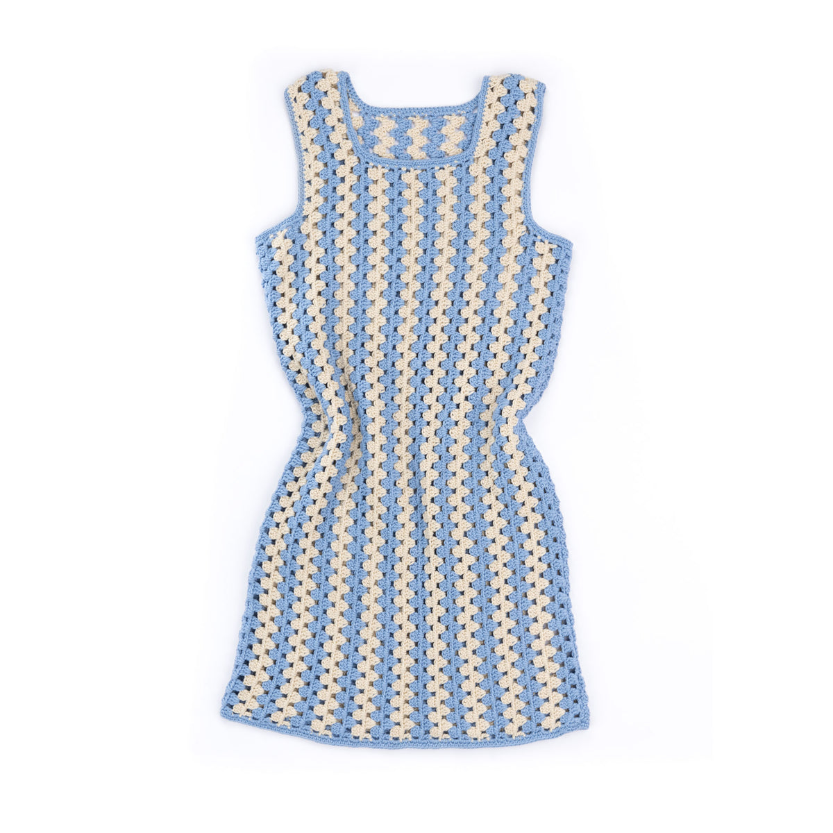 Crochet Granny Stripes Tank Dress made using Caron yarn