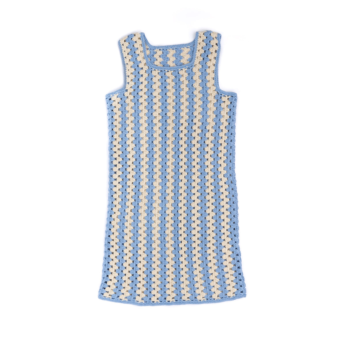 Crochet Granny Stripes Tank Dress made using Caron yarn