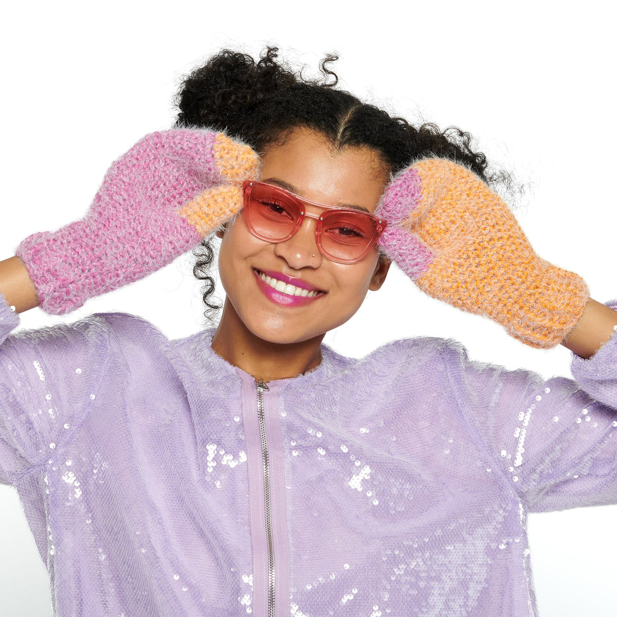 Crochet MakeMittens made in Caron Colorama Halo Perfect Phasing Yarn