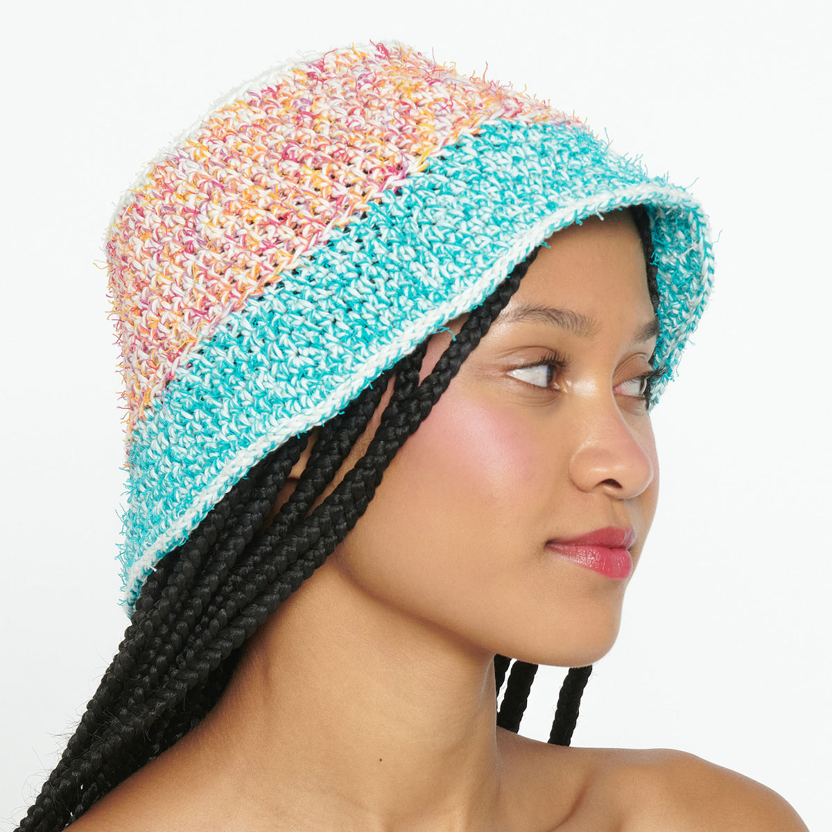 Crochet Hat made in Caron Coconut Cakes Yarn