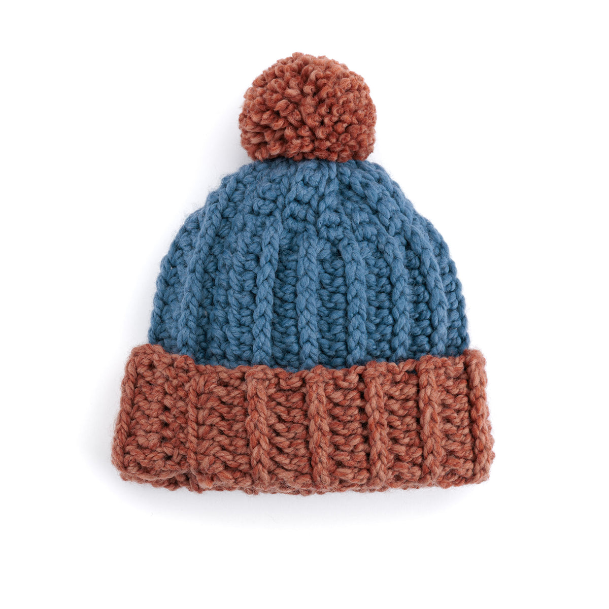 Crochet Cozy Contrast Hat made using Caron yarn
