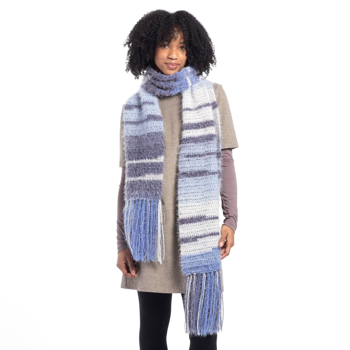 Crochet Cozy Cafe Wrap made using Caron yarn