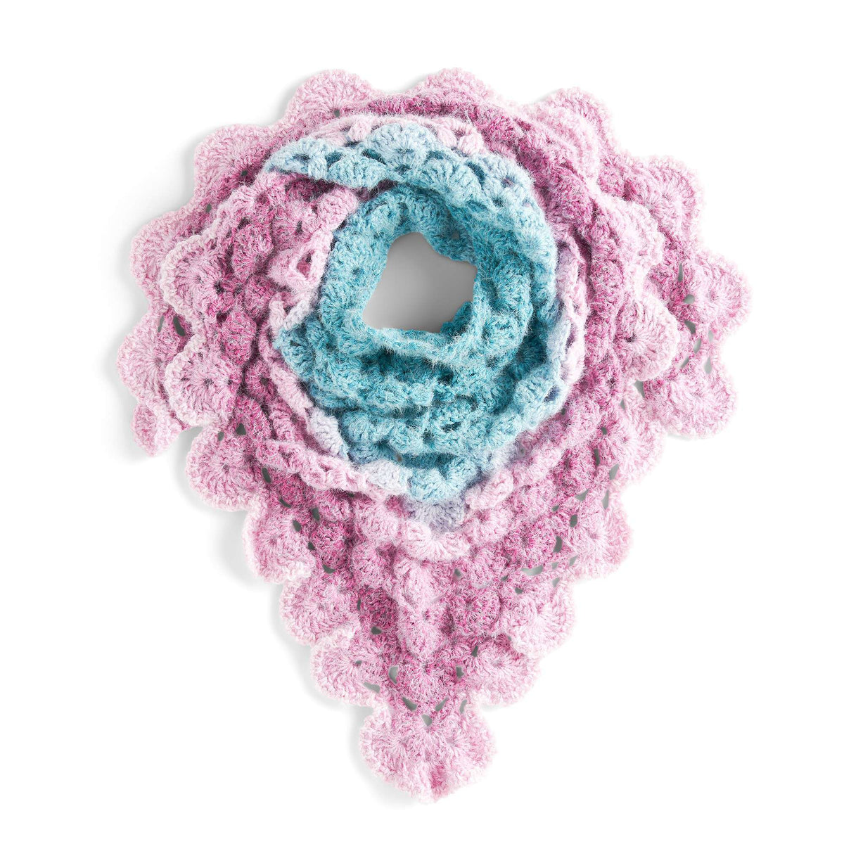 Crochet Shawl made in Caron Colorama Halo Perfect Phasing Yarn