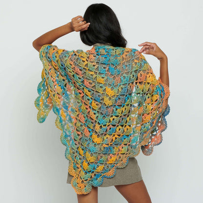 Caron Shells & Clusters Crochet Shawl Crochet Shawl made in Caron Blossom Cakes Yarn