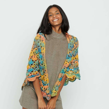 Caron Shells & Clusters Crochet Shawl Crochet Shawl made in Caron Blossom Cakes Yarn