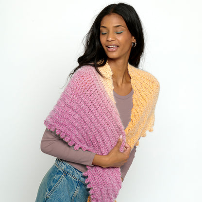 Caron Bias Bobbles Crochet Shawl Crochet Shawl made in Caron Colorama Halo Perfect Phasing Yarn