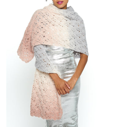 Caron Crochet Fading Flowers Shawl Crochet Shawl made in Caron Colorama Halo Perfect Phasing Yarn