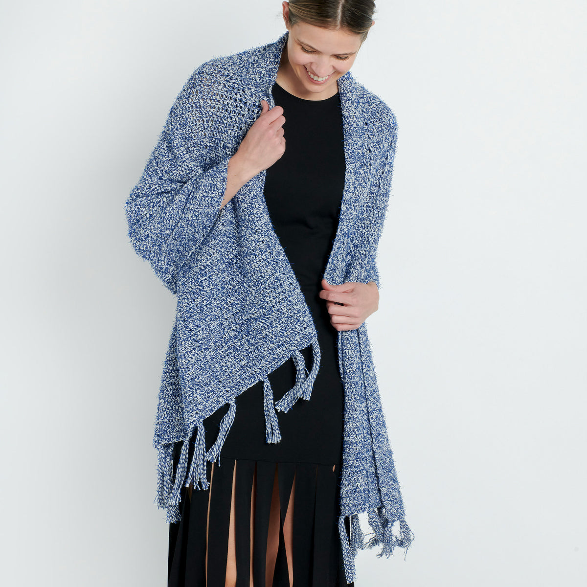 Crochet Ridges Blanket Wrap made using Caron yarn