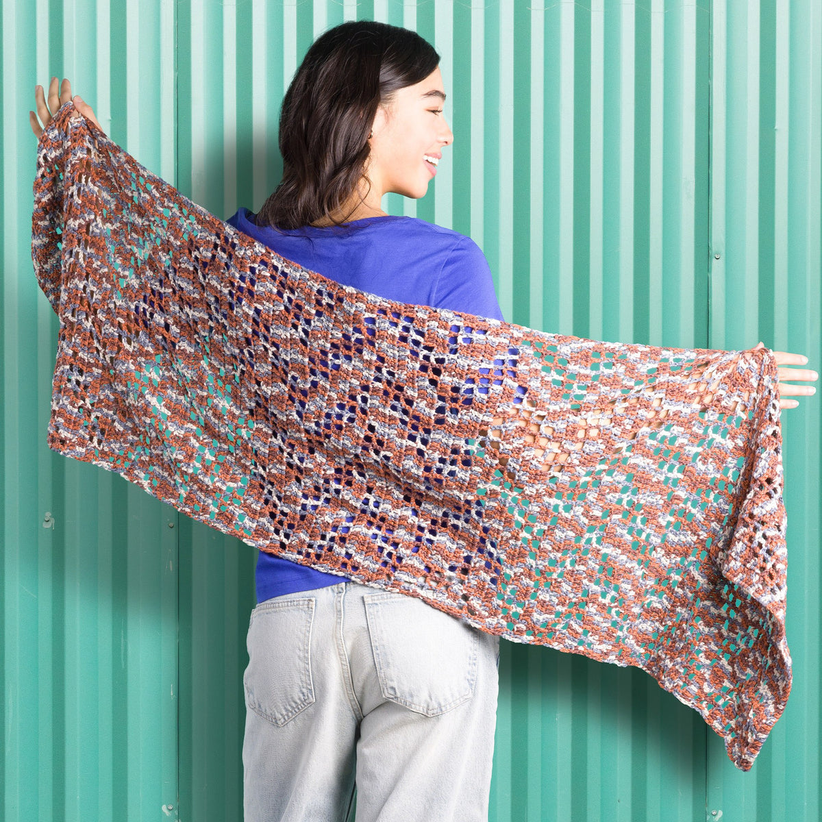 Crochet Shawl made in Caron Yarn