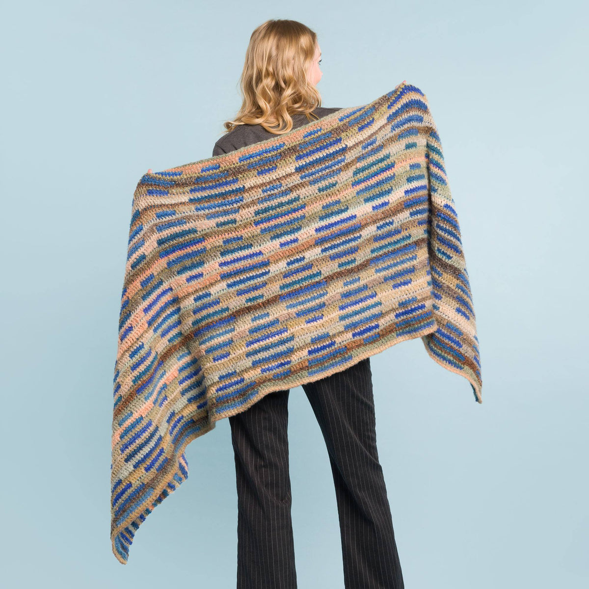 Dotted Daze Mosaic Crochet Blanket Wrap made using Caron yarn