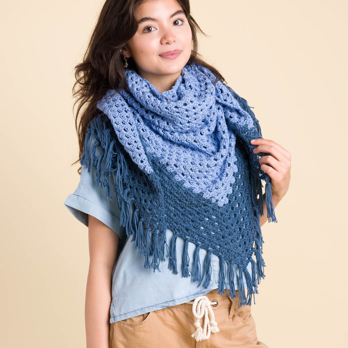 Going Granny Crochet Shawl made using Caron yarn