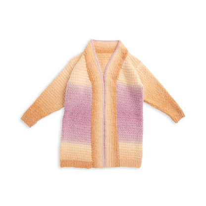 Caron Crochet Slounge Cardigan Crochet Cardigan made in Caron Colorama Halo Perfect Phasing Yarn