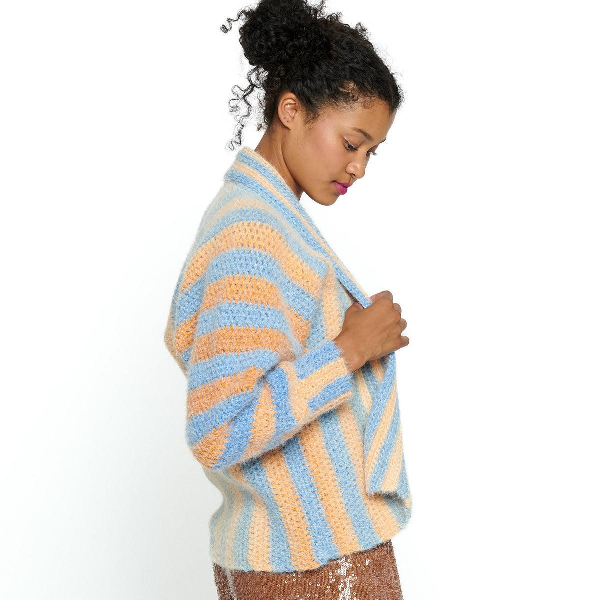 Crochet Cardigan made in Caron Colorama Halo Perfect Phasing Yarn
