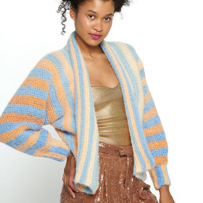 Caron Vertical Stripes Crochet Cardigan Crochet Cardigan made in Caron Colorama Halo Perfect Phasing Yarn
