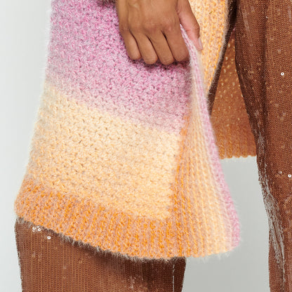Caron Crochet Slounge Cardigan Crochet Cardigan made in Caron Colorama Halo Perfect Phasing Yarn