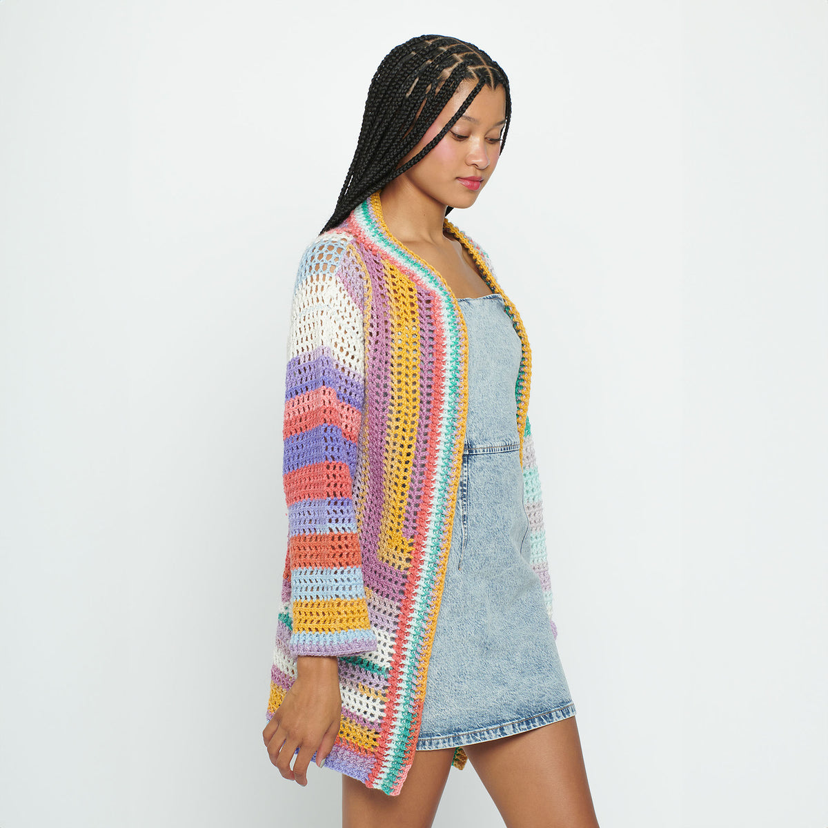 Crochet Cardigan made in Caron Skinny Cakes Yarn