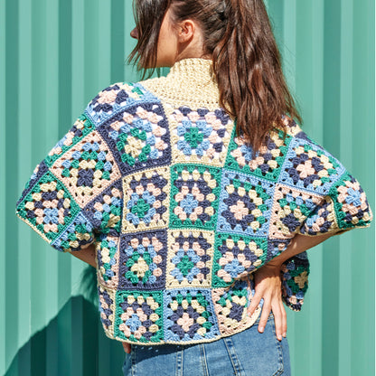 Caron Crochet Granny Boxy Cardigan Crochet Cardigan made in Caron Colorama Bamboo Blend Yarn