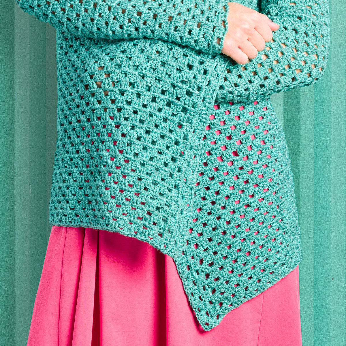 Crochet Cardigan made in Caron Colorama Bamboo Blend Yarn