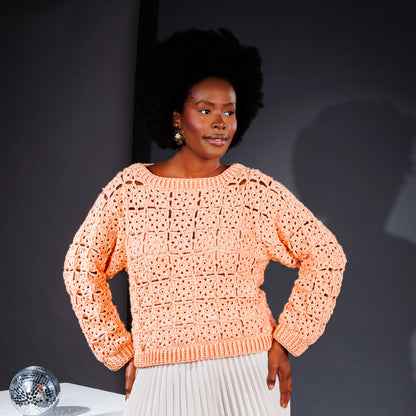 Caron Crochet Lace Motif Pullover Crochet Lace Motif Pullover made using Caron yarn