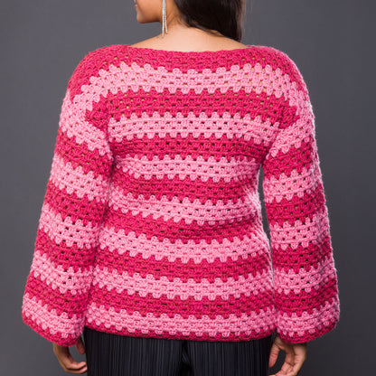 Caron Statement Stripes Crochet Pullover Garnet