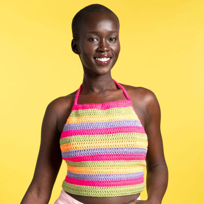Caron Crochet Bright Stripes Halter Top Crochet Top made in Caron Simply Soft Yarn