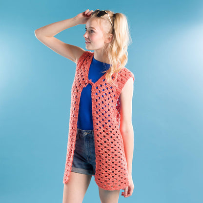 Caron Crochet Check Mesh Vest Crochet Vest made in Caron Yarn