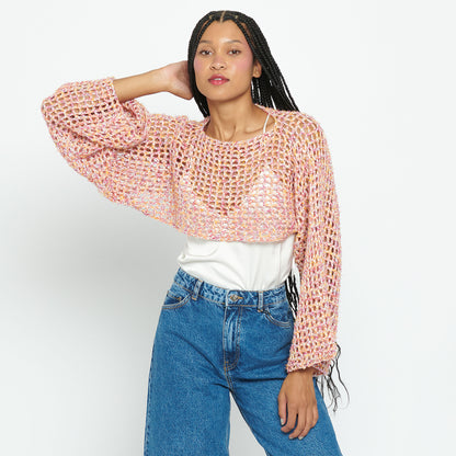 Caron Coconut Cakes Crochet Mesh Sleeves Crochet Mesh Sleeves made in Caron Coconut Cakes Yarn