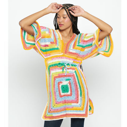 Caron Striped Crochet Tunic Crochet StripedTop made in Caron Cinnamon Swirl Cakes Yarn