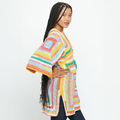 Caron Striped Crochet Tunic Crochet StripedTop made in Caron Cinnamon Swirl Cakes Yarn