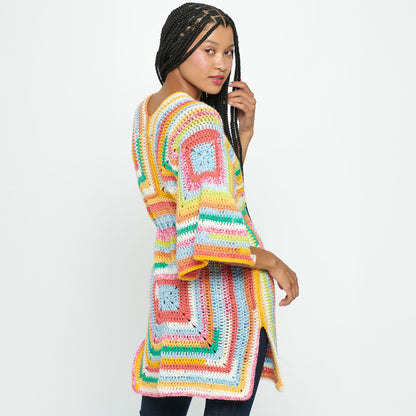 Caron Striped Crochet Tunic Crochet StripedTop made in Caron Cinnamon Swirl Cakes Yarn