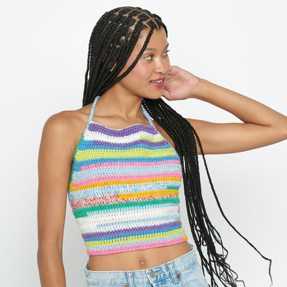 Caron Crochet Halter Top Crochet Top made in Caron Cinnamon Swirl Cakes Yarn