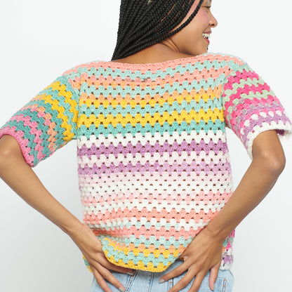 Caron Crochet Short Sleeved Top Crochet Top made in Caron Skinny Cakes Yarn