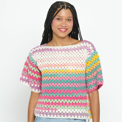 Caron Crochet Short Sleeved Top Crochet Top made in Caron Skinny Cakes Yarn