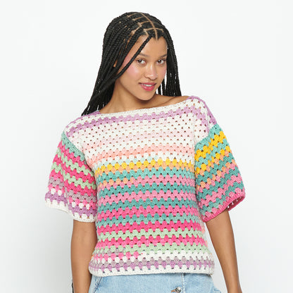 Caron Crochet Short Sleeved Top Crochet Top made in Caron Skinny Cakes Yarn