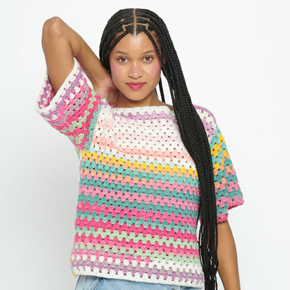 Caron Crochet Short Sleeved Top Crochet Top made in Caron Skinny Cakes Yarn