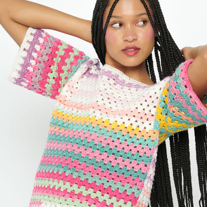 Caron Crochet Short Sleeved Top Crochet Top made in Caron Skinny Cakes Yarn
