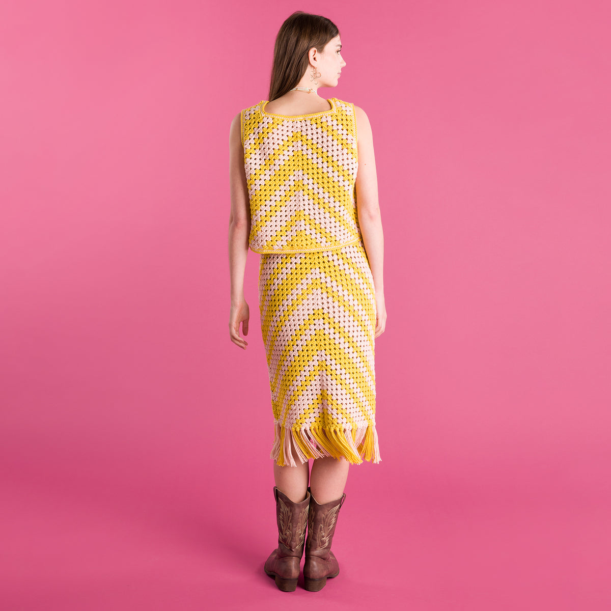 Chevron Crochet Granny Top made using Caron yarn