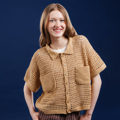 Caron Netting Crochet Polo with Pockets Netting Crochet Polo With Pockets made using Caron yarn