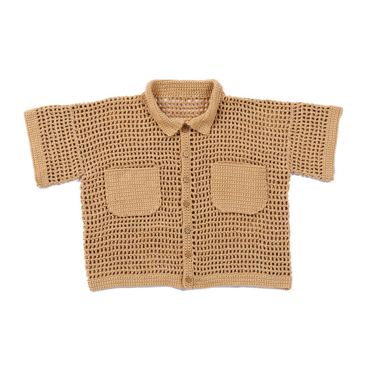 Netting Crochet Polo With Pockets made using Caron yarn